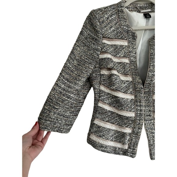 White House Black Market Boucle Blazer Tan and Metallic Size 10 - Picture 3 of 5